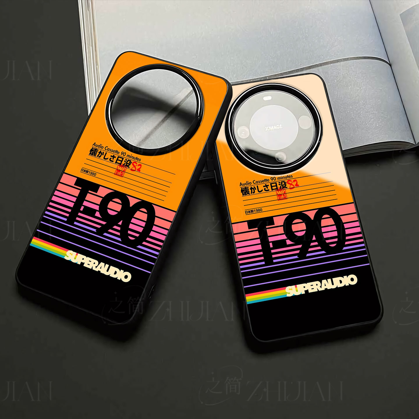 笑神T90磁带磁吸磨砂黑框电镀玻璃手机壳适用苹果iphone17promax华为MATE50PRO红米K70PRO红米K80PROIQOOZ9X