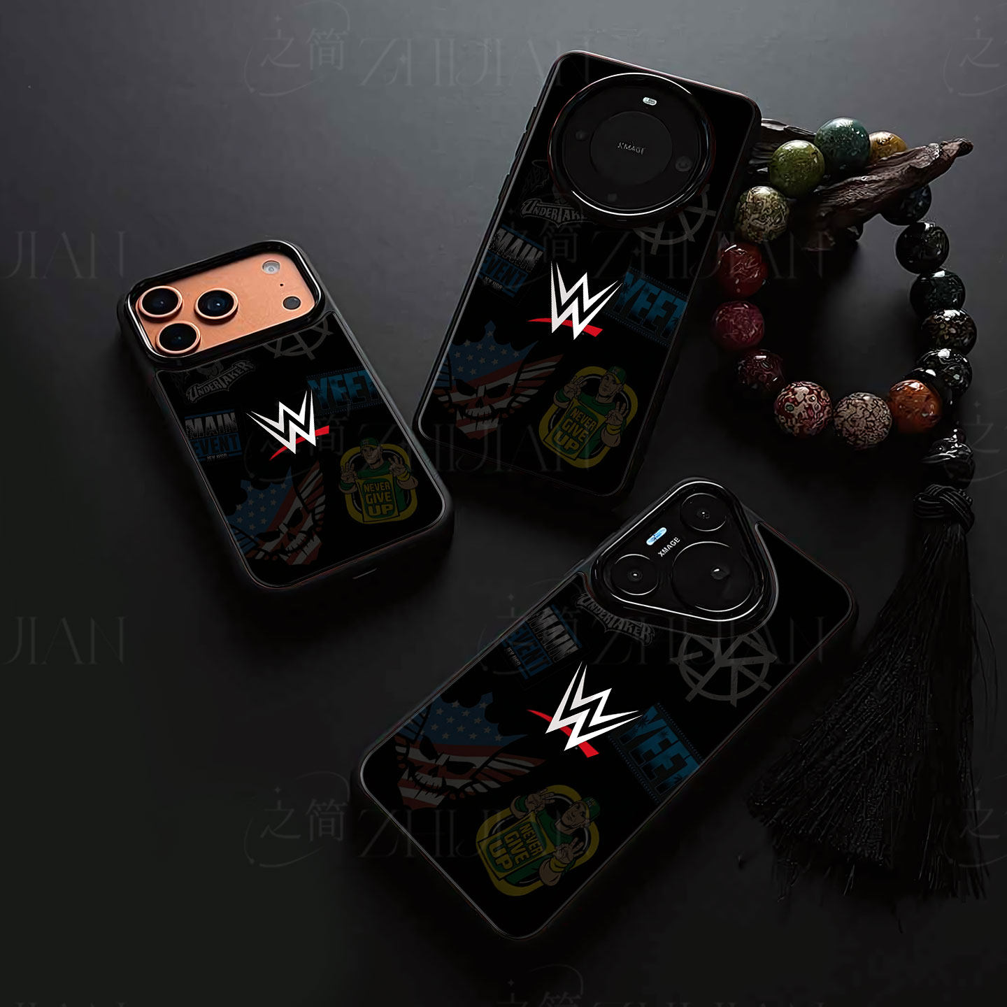WWE选手磁吸磨砂黑框电镀玻璃手机壳适用苹果iphone17promax华为小米13ULTRAVIVOX300ULTRA红米TURBO5MAX1加A