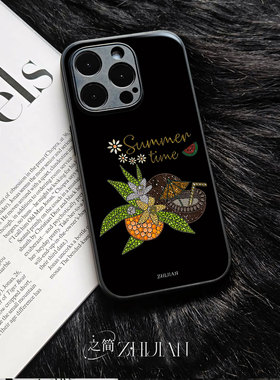 之简ZHIJIAN《夏日时光》玻璃亮面磨砂手机壳新款小众不撞壳适用苹果17promaxVIVOY300PRONOVA14PRO红米K70E