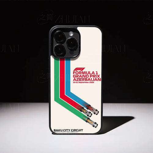 F1巴库大奖赛磁吸磨砂黑框电镀玻璃手机壳适用苹果iphone17promax华为OPPOFINDX8S小米17PROMAX红米NOTE14PRO