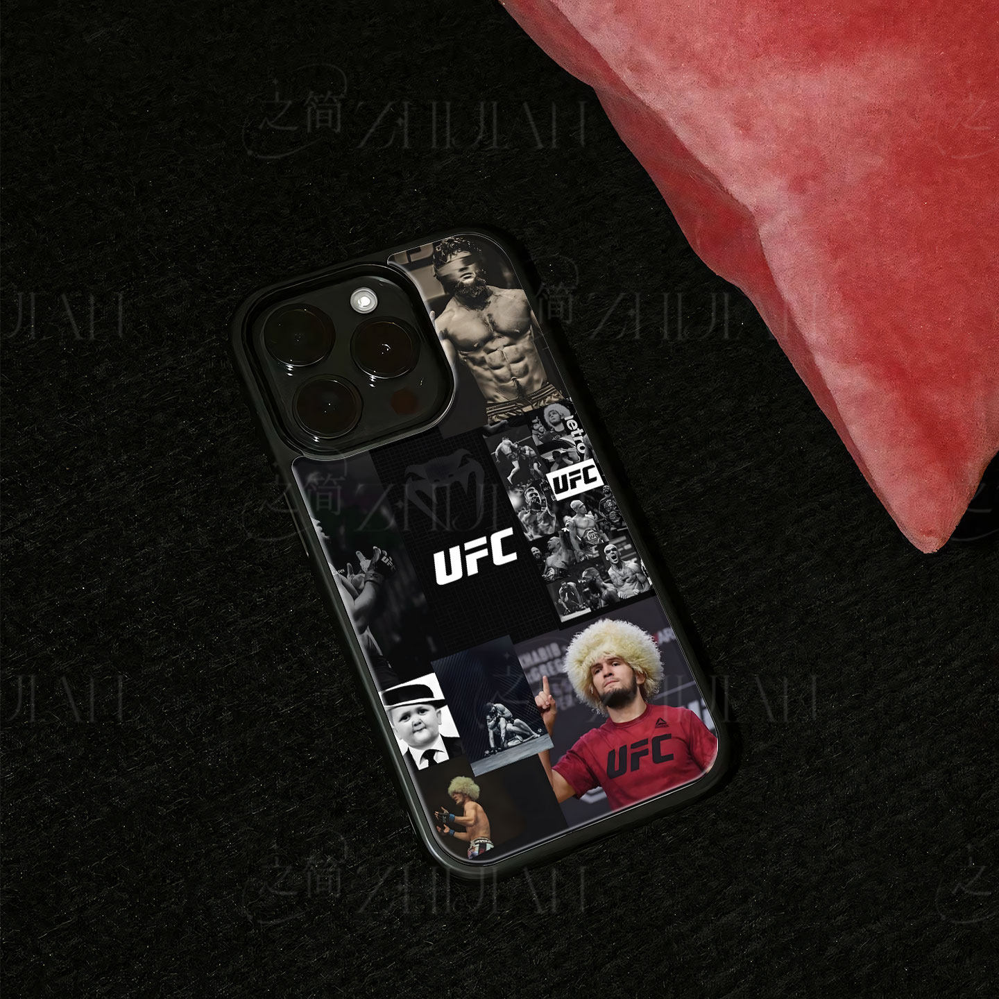 UFC明星磁吸磨砂黑框电镀玻璃手机壳适用苹果iphone17promax华为荣耀WIN红米K60E荣耀X80I1加13T