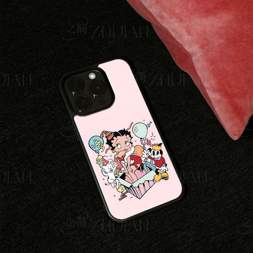 贝蒂派对礼盒磁吸磨砂黑框电镀玻璃手机壳适用苹果iphone17promax华为1加11小米14ULTRAOPPORENO6PROOPPORENO