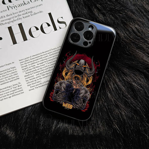 黑崎一护虚化磁吸磨砂黑框电镀玻璃手机壳适用苹果iphone17promax华为红米K70PRONOVA12PROVIVOS18ENOVA11SE