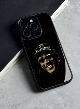 乔丹公牛肖像磁吸磨砂黑框玻璃手机壳适用苹果iphone17promax华为VIVOS20PROP70PROVIVOX300PRONOVA14PRO