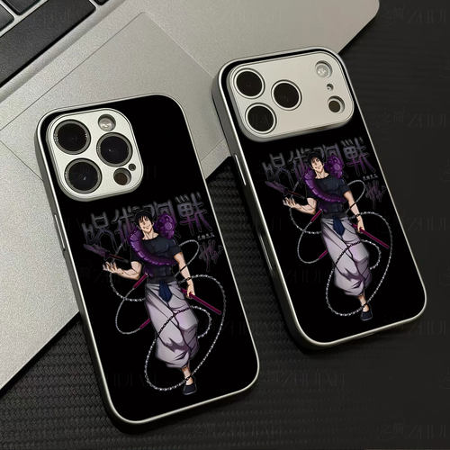 咒回伏黑甚尔磁吸磨砂黑框电镀玻璃手机壳适用苹果iphone17promax华为1加15T红米NOTE15PROPLUS荣耀300PROVIV