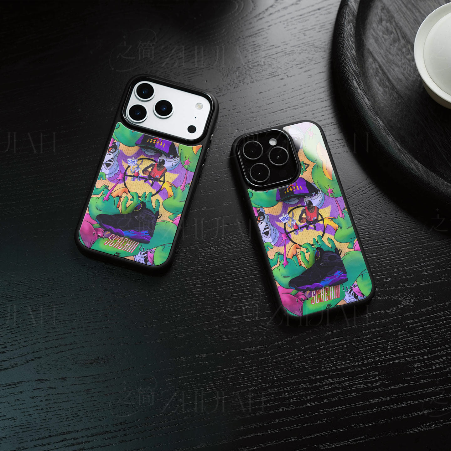 乔丹兔八哥周边磁吸磨砂黑框电镀玻璃手机壳适用苹果iphone17promax华为MATE70PRO荣耀WIN红米NOTE12TURBO红