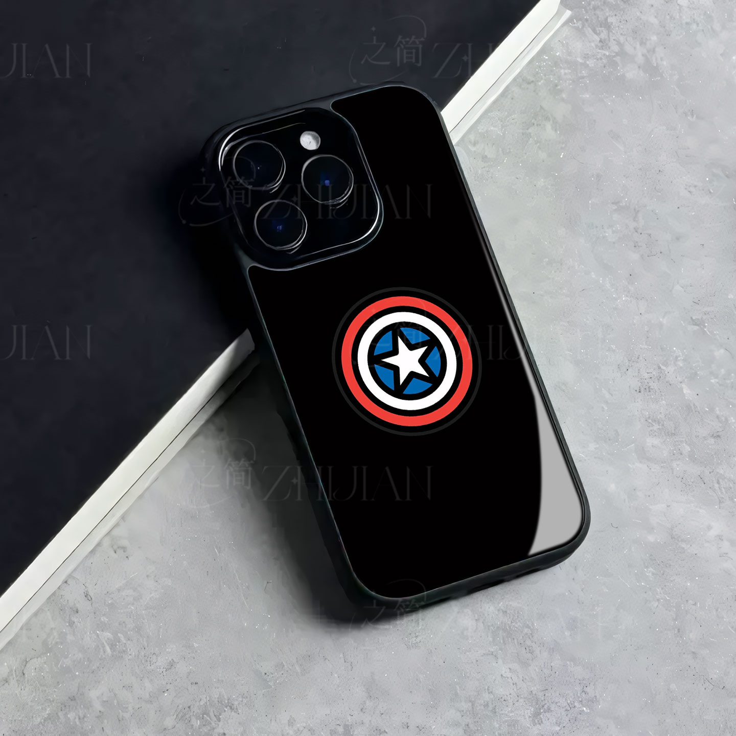美国队长盾牌磁吸磨砂黑框电镀玻璃手机壳适用苹果iphone17promax华为小米13ULTRA1加ACE3PRO1加ACE6至尊版荣