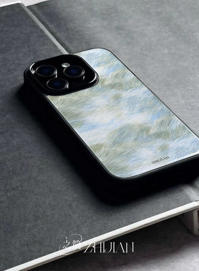 之简ZHIJIAN《风吹草动》玻璃亮面磨砂手机壳新款小众不撞壳适用苹果17promaxVIVOY76SMATE70PRO+荣耀MAGIC7P