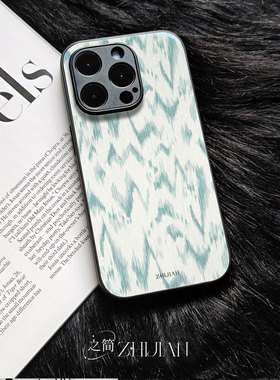 之简ZHIJIAN《蓝白布纹》玻璃亮面磨砂手机壳新款小众不撞壳适用苹果17promaxFINDX7ULTRA红米NOTE15PROPLUS