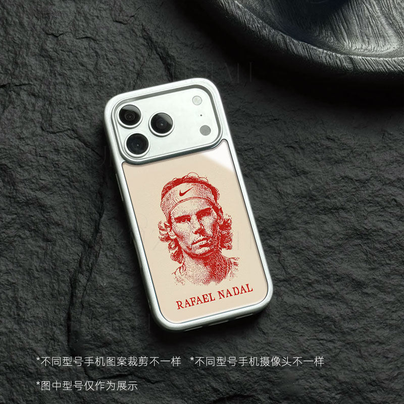 纳达尔耐克像磁吸磨砂黑框电镀玻璃手机壳适用苹果iphone17promax华为VIVOX60PRO荣耀90PROVIVOS19PRO荣耀MAG
