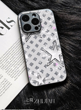 之简ZHIJIAN《星钻闪耀》玻璃亮面磨砂手机壳新款小众不撞壳适用苹果17promaxIQOOZ9XP70ULTRA红米K70E