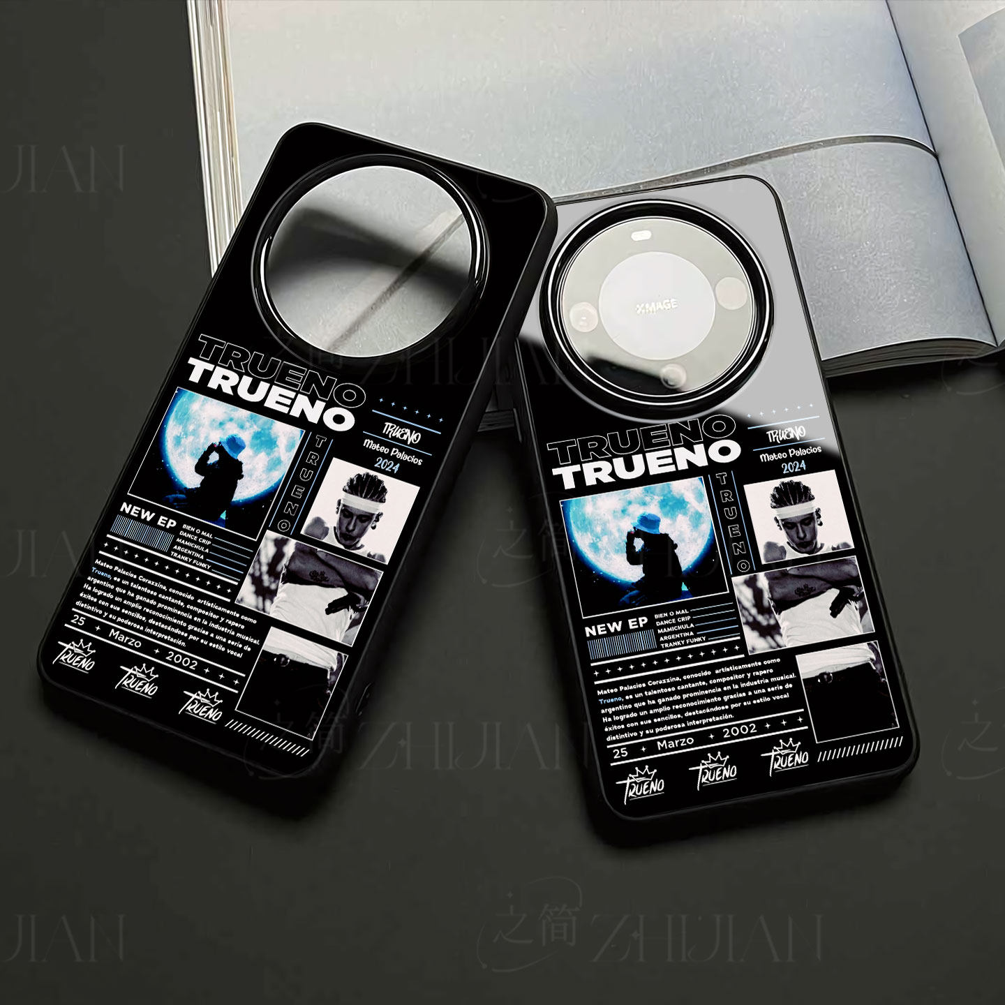 Trueno说唱磁吸磨砂黑框电镀玻璃手机壳适用苹果iphone17promax华为红米TURBO3荣耀300PRONOVA7PRO荣耀MAGIC4