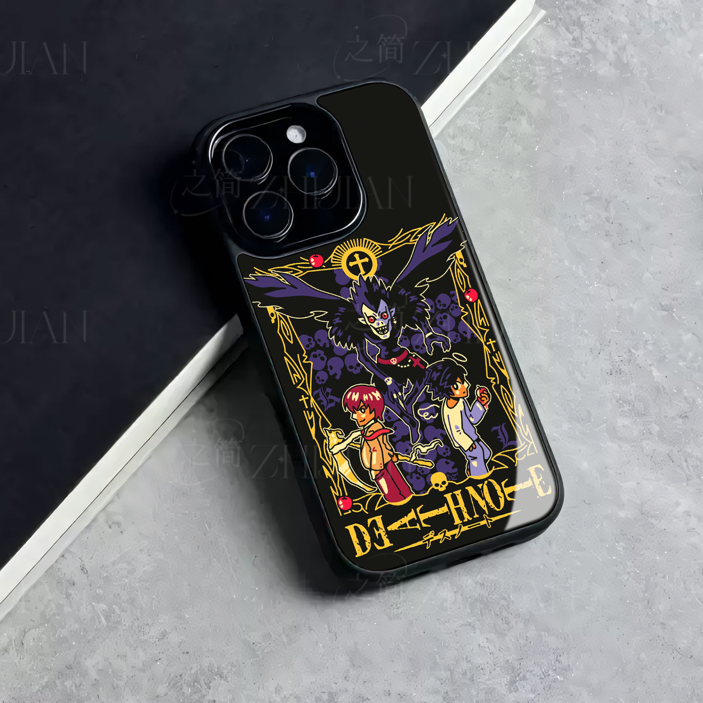 死亡笔记磁吸磨砂黑框电镀玻璃手机壳适用苹果iphone17promax华为1加ACE3V荣耀X50IMATE70PRO荣耀MAGIC8PROAI