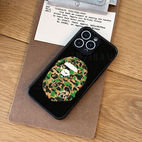 BAPE迷彩猿头磁吸磨砂黑框电镀玻璃手机壳适用苹果iphone17promax华为VIVOX100SPROOPPORENO8PROPLUS1加ACE6