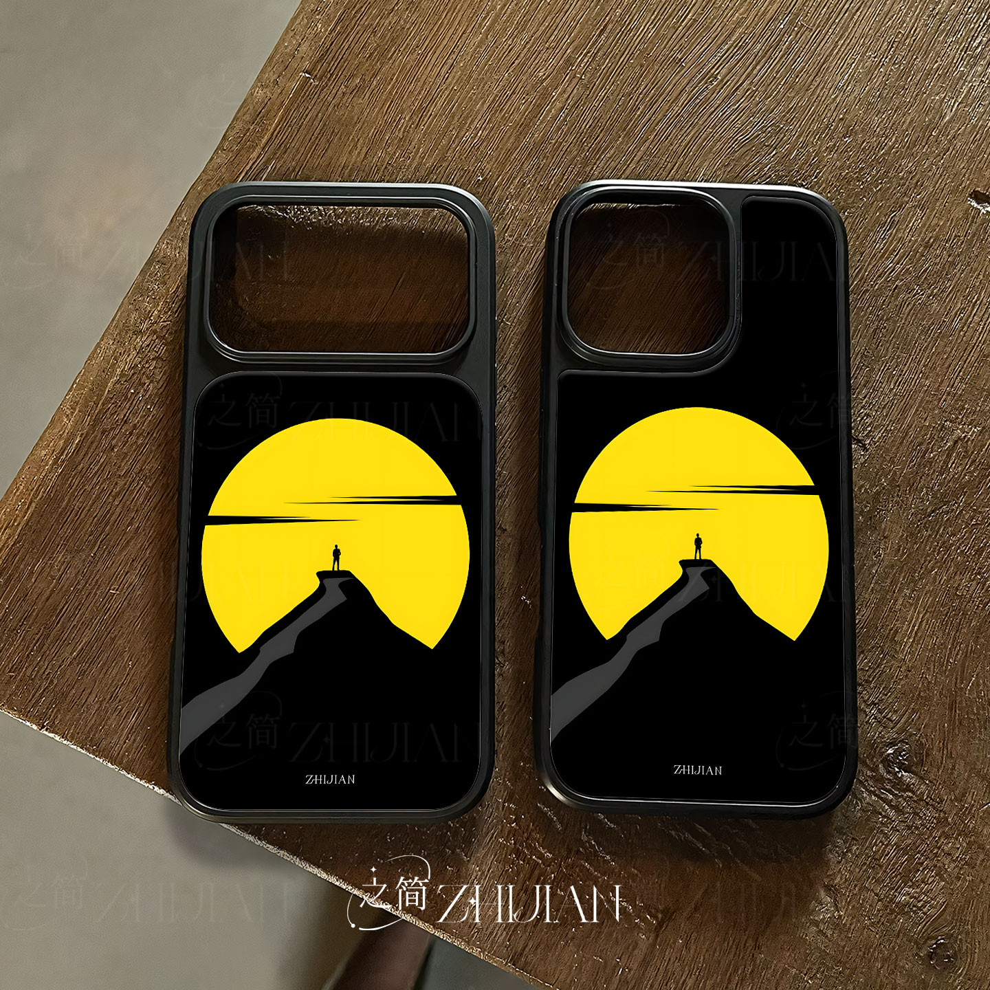 之简ZHIJIAN《山巅望日》电镀玻璃磨砂手机壳新款小众不撞壳适用苹果17promax华为MATE70PROPLUS华为P60PRO小