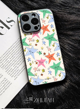 之简ZHIJIAN《星颜缤纷》玻璃亮面磨砂手机壳新款小众不撞壳适用苹果17promax荣耀MAGIC7PROFINDX8PROIQOO12P
