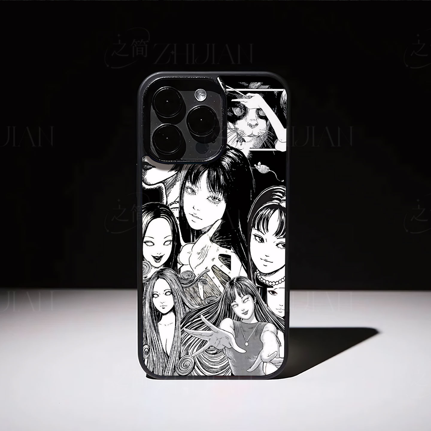 富江漫画拼贴磁吸磨砂黑框电镀玻璃手机壳适用苹果iphone17promax华为NOVA13PROOPPORENO11PRO小米CIVI5PRO1图片