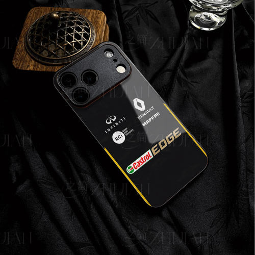 嘉实多雷诺标磁吸磨砂黑框电镀玻璃手机壳适用苹果iphone17promax华为1加ACE6至尊版NOVA13PROIQOOZ9X荣耀300