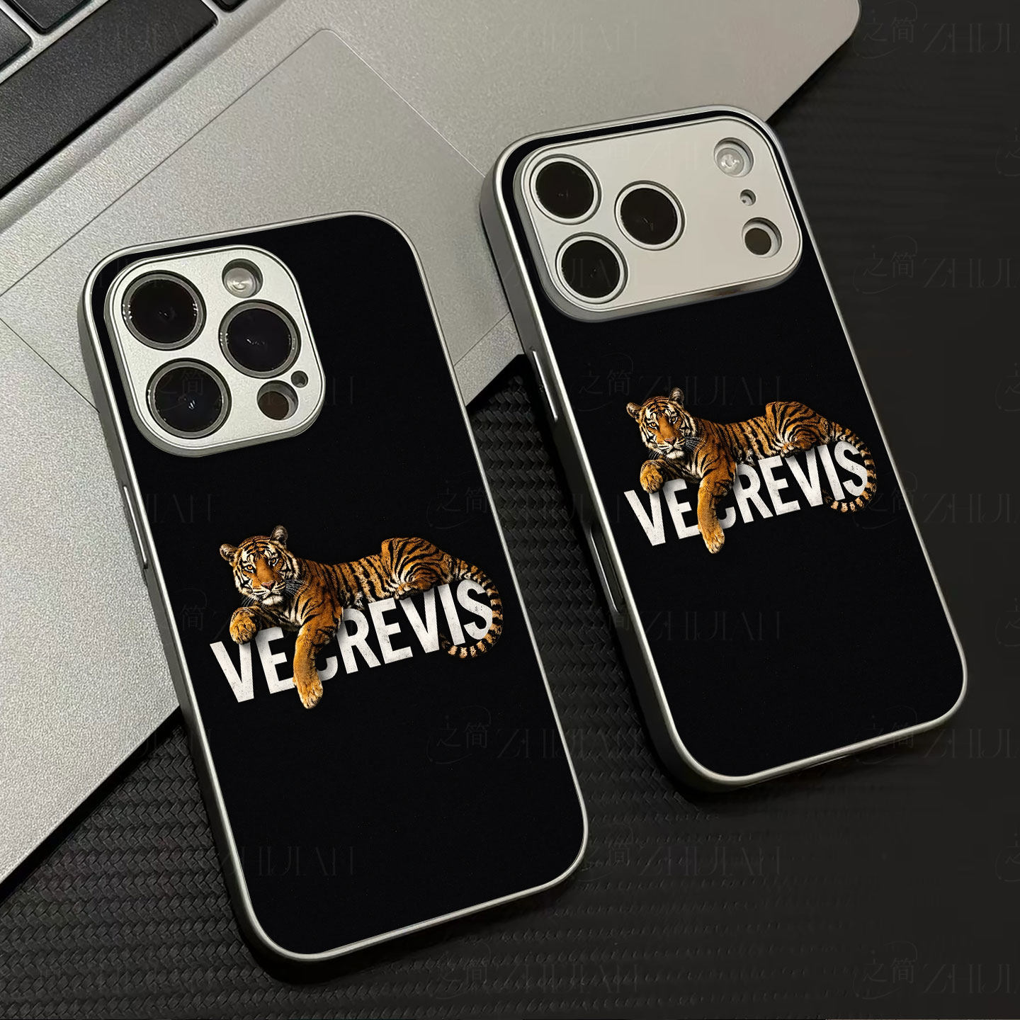 VECREVIS虎图磁吸磨砂黑框电镀玻璃手机壳适用苹果iphone17promax华为小米12SULTRAVIVOS50PROMININOVA9SEOPP