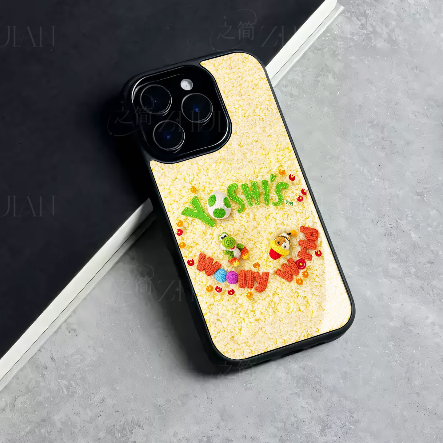 耀西毛线世界磁吸磨砂黑框电镀玻璃手机壳适用苹果iphone17promax华为PURA80PROVIVOS20PROPURA90PROMAXNOVA1