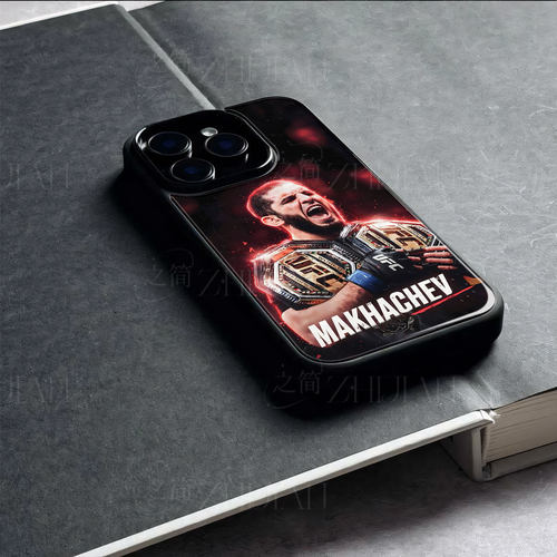 UFC马哈切夫磁吸磨砂黑框电镀玻璃手机壳适用苹果iphone17promax华为荣耀X60GTIQOOZ9XVIVOS15ENOVA10SE