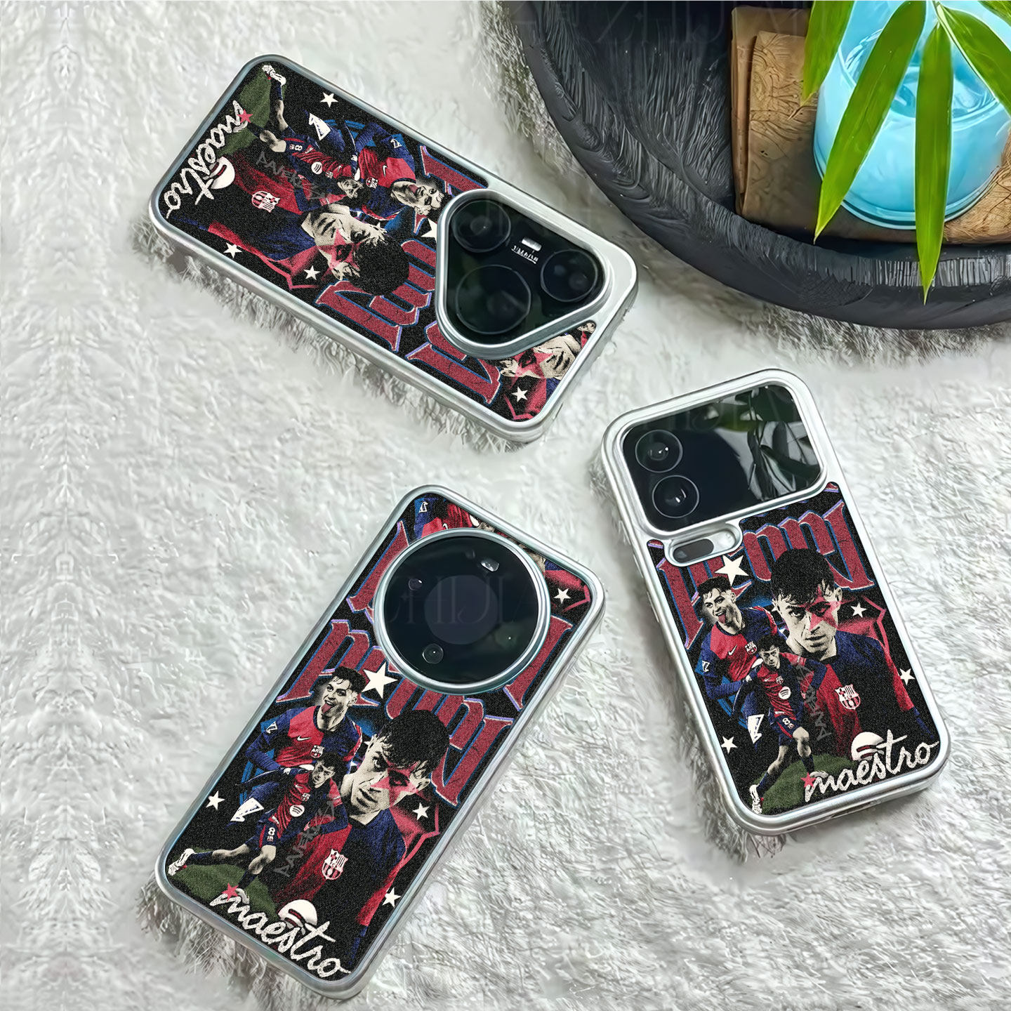 佩德里巴萨磁吸磨砂黑框电镀玻璃手机壳适用苹果iphone17promax华为红米NOTE15PROPLUSOPPORENO15CVIVOX80PRO