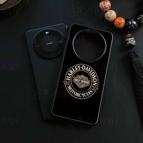 哈雷戴维森标磁吸磨砂黑框电镀玻璃手机壳适用苹果iphone17promax华为OPPOFINDX8SMATE80PROMAX1加13TP40PROP