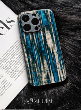 之简ZHIJIAN《蓝纹交织》玻璃亮面磨砂手机壳新款小众不撞壳适用苹果17promaxOPPOK12XIQOOZ9X红米K70PRO