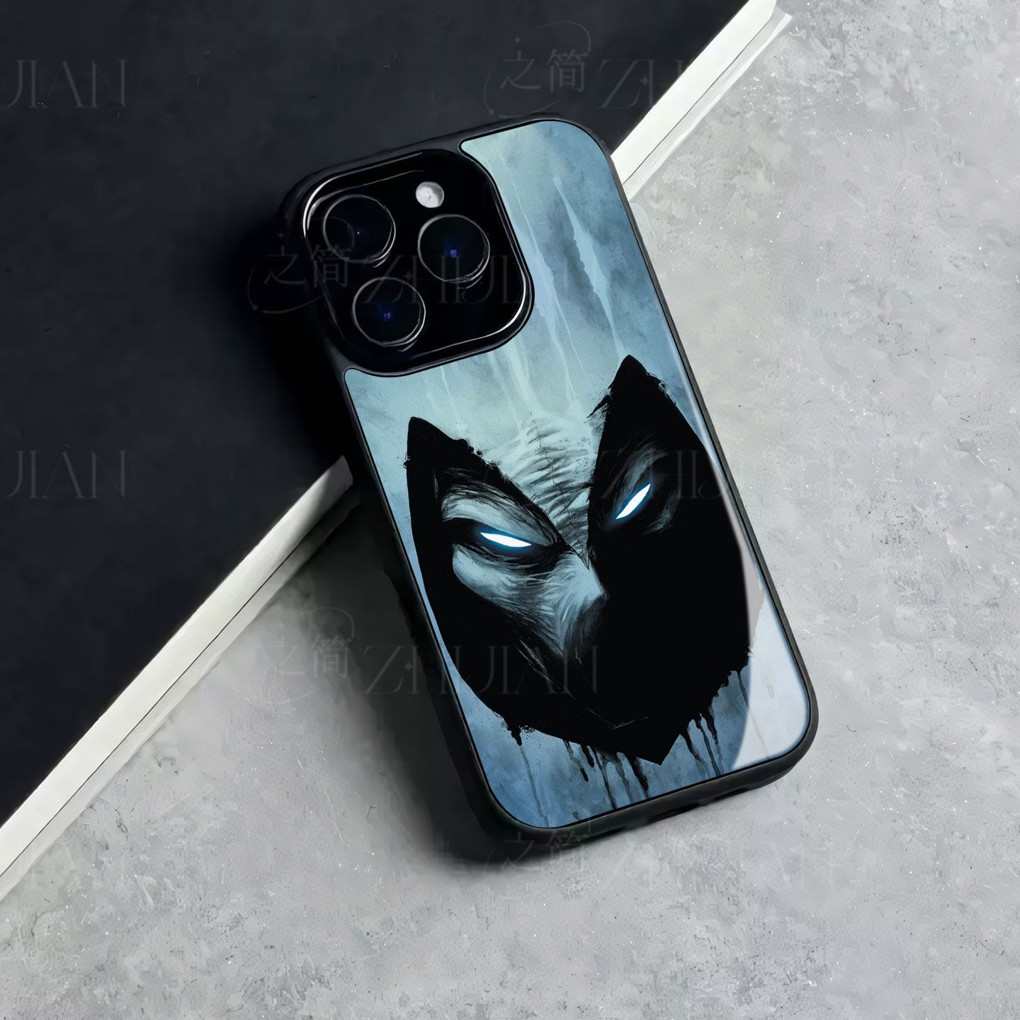暗黑蝙蝠面具磁吸磨砂黑框电镀玻璃手机壳适用苹果iphone17promax华为IQOO15VIVOY500PRO红米K80至尊版荣耀60