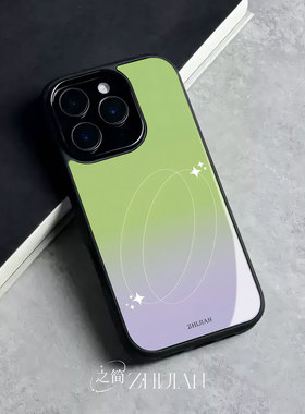 之简ZHIJIAN《双环星闪》玻璃亮面磨砂手机壳新款小众不撞壳适用苹果17promaxOPPOA6PROMATE40PRO红米NOTE14P