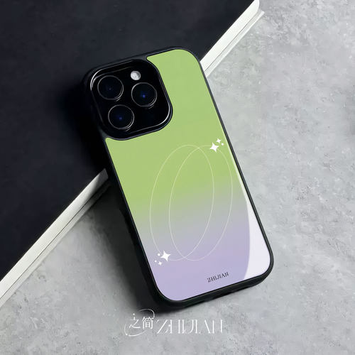 之简ZHIJIAN《双环星闪》玻璃亮面磨砂手机壳新款小众不撞壳适用苹果17promaxOPPOA6PROMATE40PRO红米NOTE14P