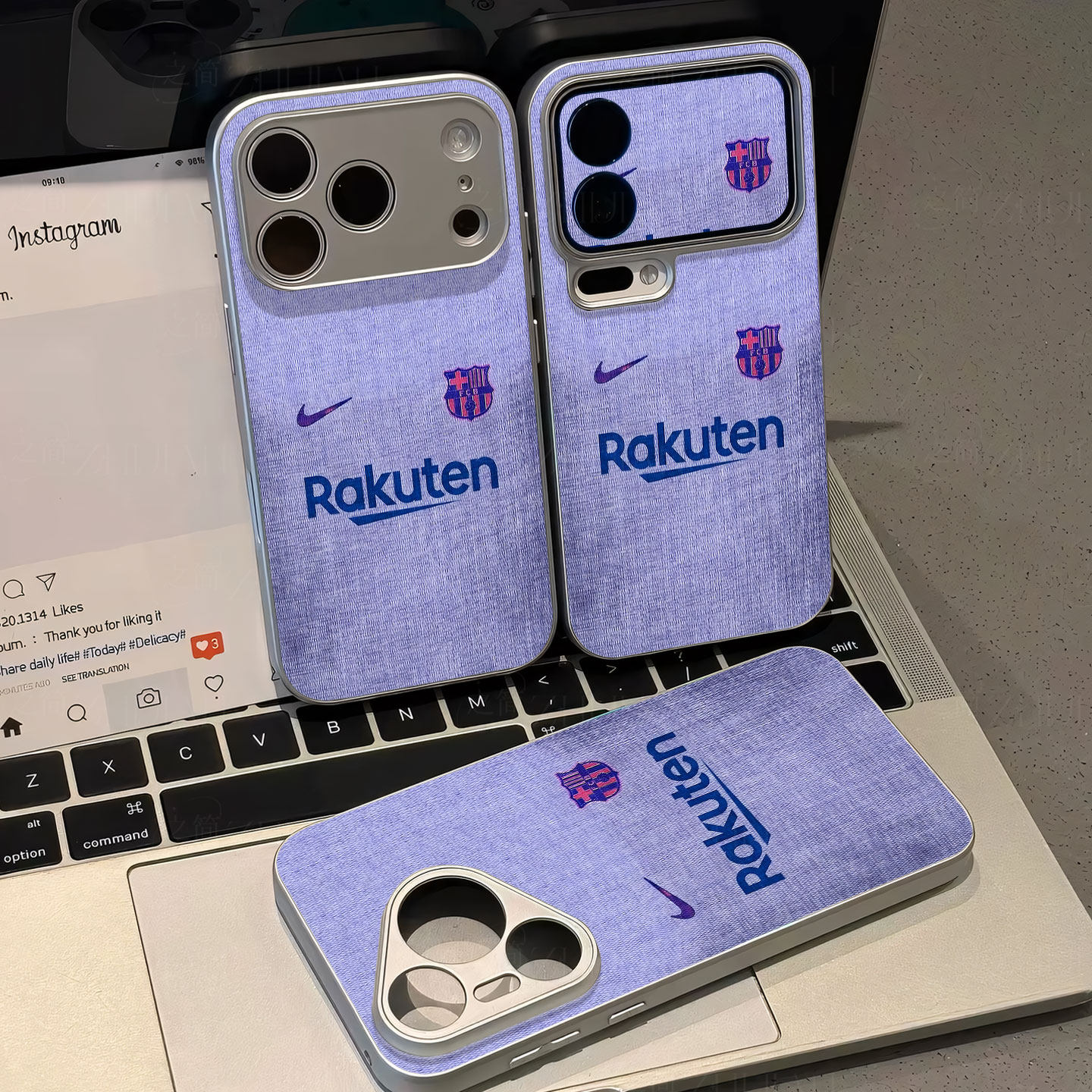 巴萨耐克球衣磁吸磨砂黑框电镀玻璃手机壳适用苹果iphone17promax华为OPPOFINDX9ULTRA小米14ULTRAIQOO15ULTR
