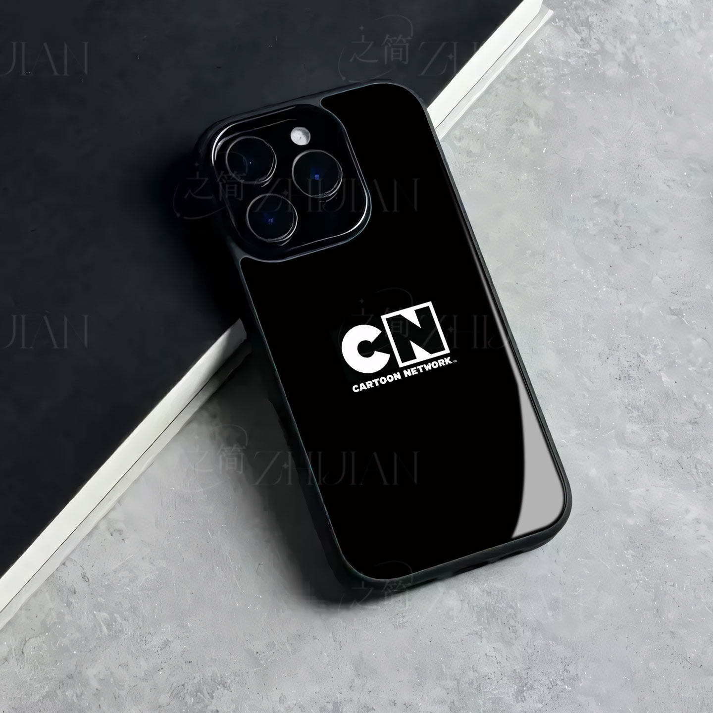 卡通频道CN磁吸磨砂黑框电镀玻璃手机壳适用苹果iphone17promax华为红米K80PROIQOONEO11荣耀60SEIQOO15