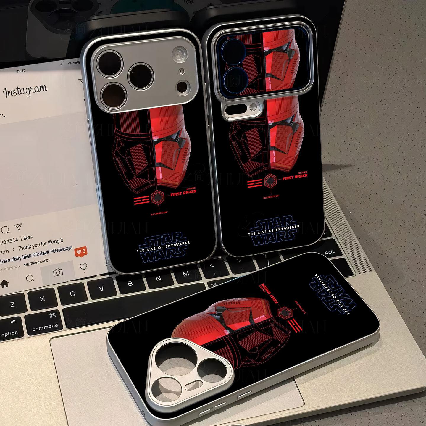 星战红色头盔磁吸磨砂黑框电镀玻璃手机壳适用苹果iphone17promax华为小米CIVI3荣耀MAGIC8PRO小米14ULTRA红