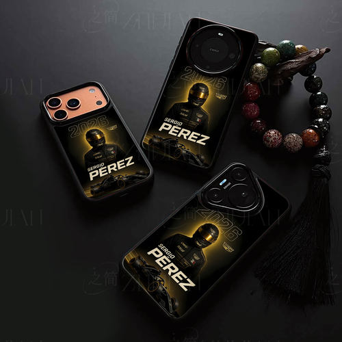 佩雷兹F1赛车磁吸磨砂黑框电镀玻璃手机壳适用苹果iphone17promax华为NOVA12ULTRAIQOONEO6荣耀90PROOPPOFIND