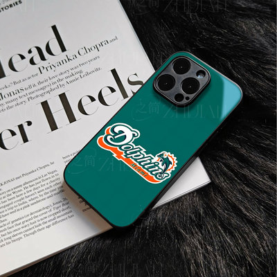 迈阿密海豚队磁吸磨砂黑框电镀玻璃手机壳适用苹果iphone17promax华为小米15SPRO荣耀X70INOVA9SEPROMAX12/13