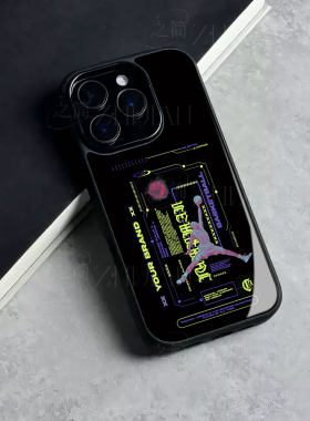 AJ乔丹磁吸磨砂黑框玻璃手机壳适用苹果iphone17promax华为VIVOX300PROVIVOS50PROMINI小米15SPRO畅享80PRO
