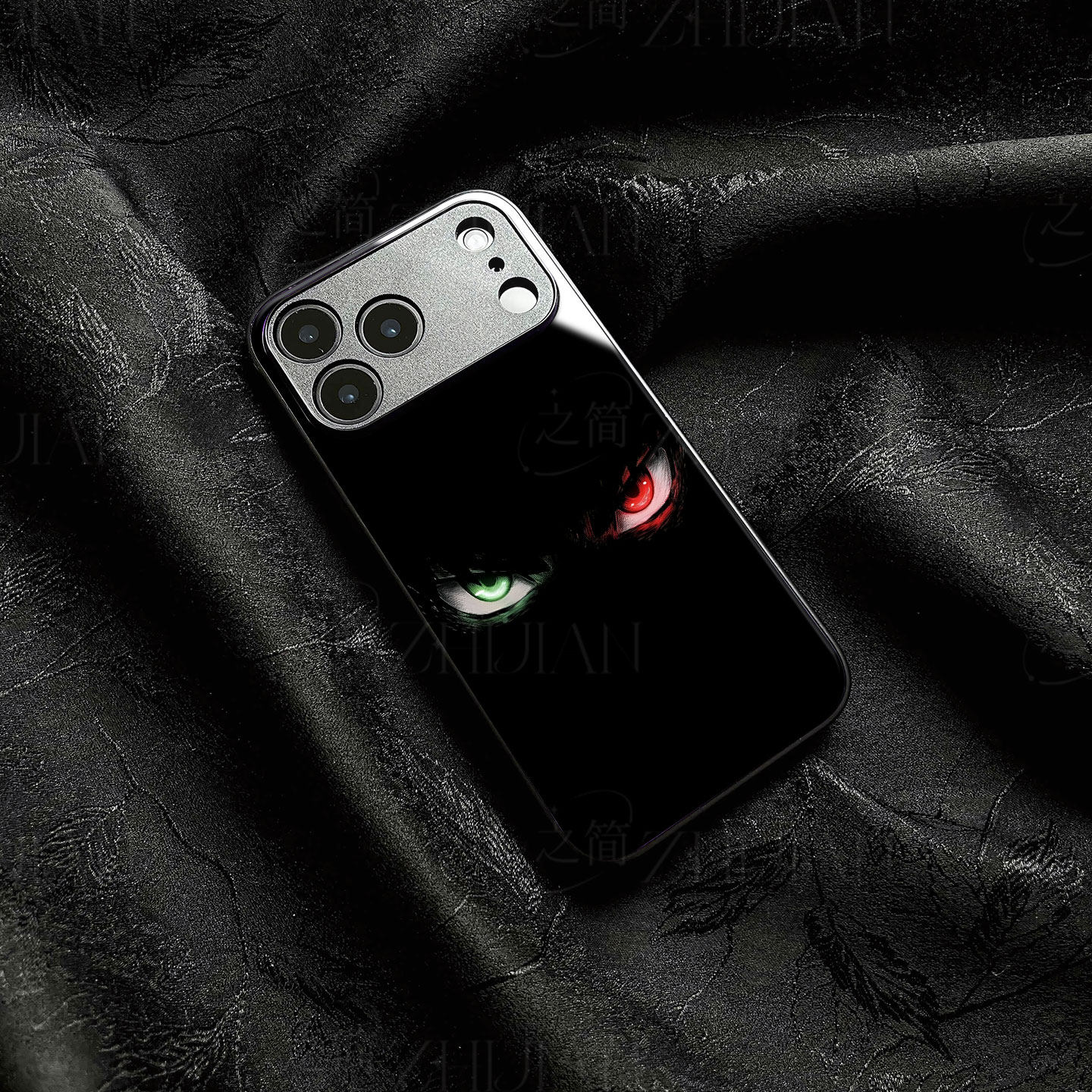 红绿异瞳邪眼磁吸磨砂黑框电镀玻璃手机壳适用苹果iphone17promax华为IQOO15VIVOS18PROOPPORENO8PROPLUS荣耀