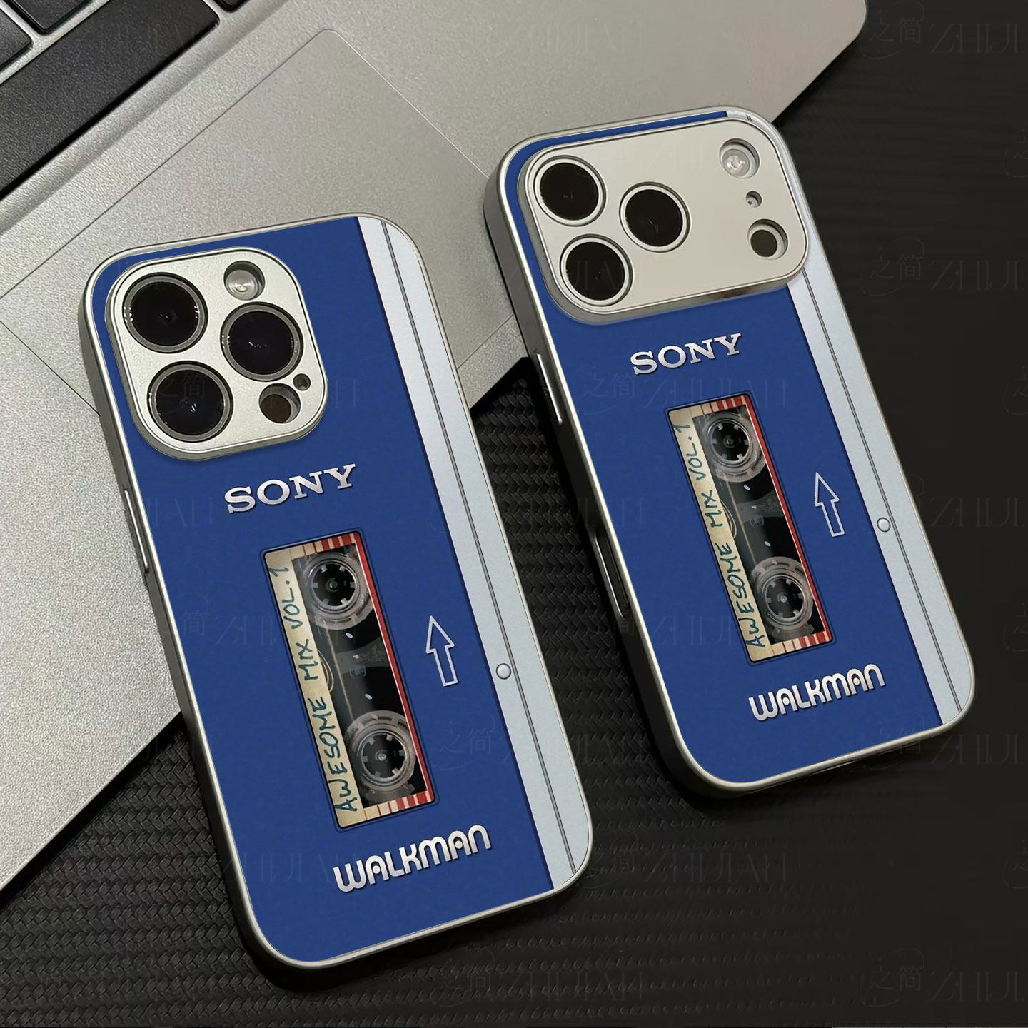 索尼随身听磁吸磨砂黑框电镀玻璃手机壳适用苹果iphone17promax华为红米TURBO4PROVIVOS19PRO小米14PRONOVA7S