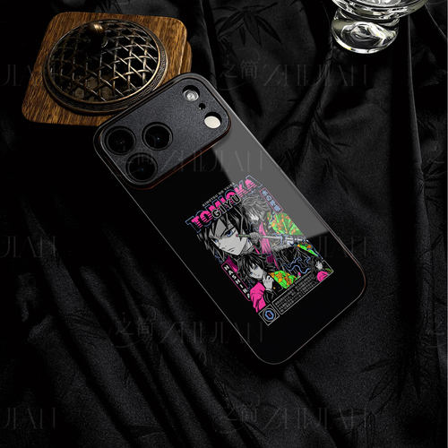 富冈义勇磁吸磨砂黑框电镀玻璃手机壳适用苹果iphone17promax华为荣耀200Pro1加ACE3V荣耀80SE1加ACE6至尊版