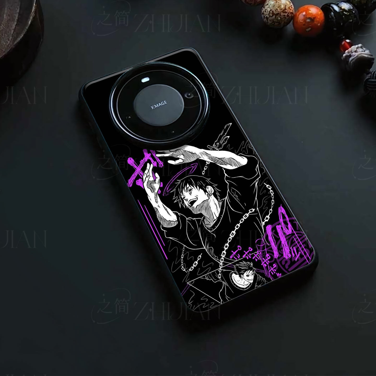 伏黑甚尔磁吸磨砂黑框电镀玻璃手机壳适用苹果iphone17promax华为VIVOX60PRO荣耀MAGIC4PRO小米15PROIQOO15