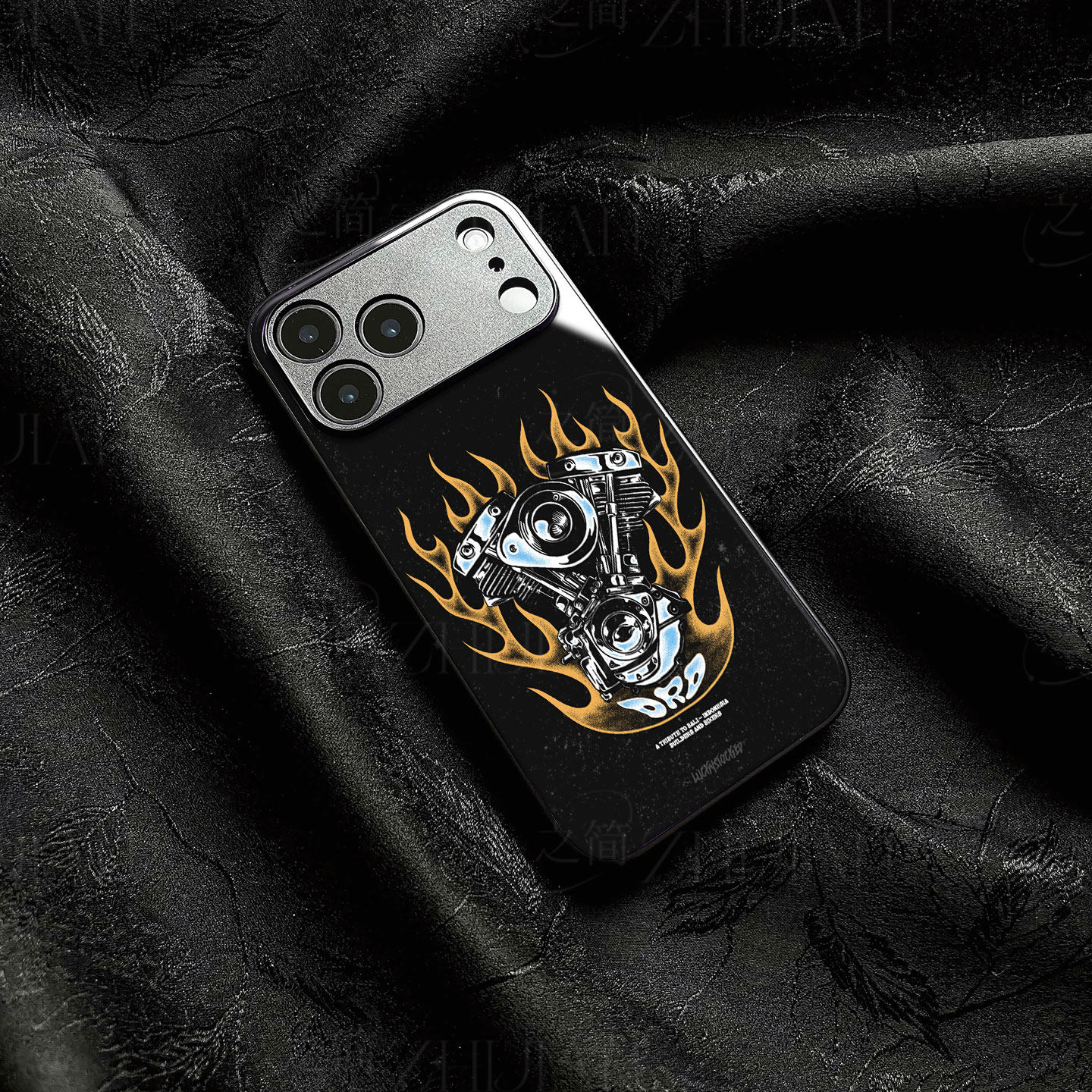 火焰摩托引擎磁吸磨砂黑框电镀玻璃手机壳适用苹果iphone17promax华为小米15SPROVIVOS16EVIVOS30PROMINI小米