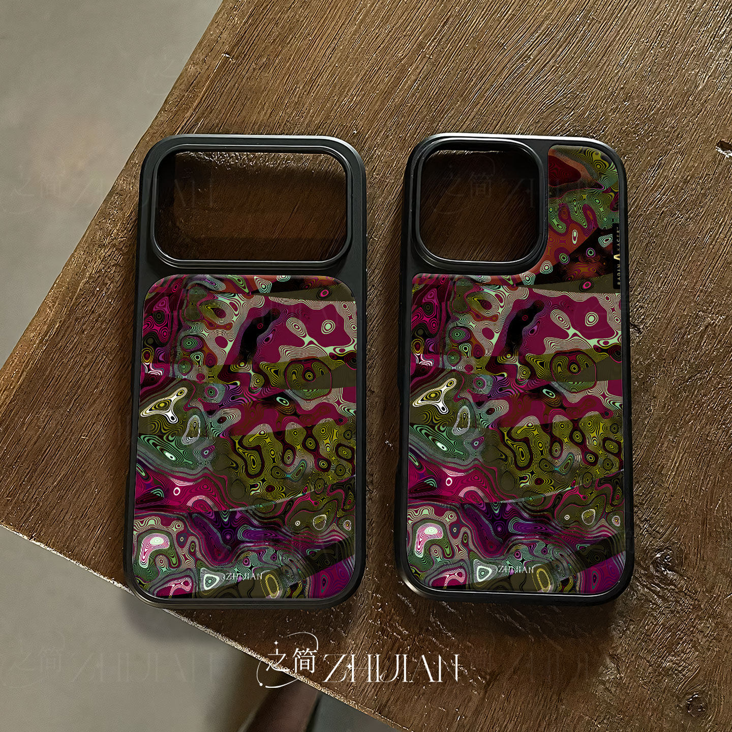 之简ZHIJIAN《炫彩漩涡》电镀玻璃磨砂手机壳新款小众不撞壳适用苹果17promax华为MATE70PROPLUS华为MATE60PR