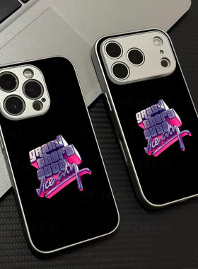 GTA罪恶都市磁吸磨砂黑框电镀玻璃手机壳适用苹果iphone17promax华为荣耀200Pro1加15T红米K50至尊版小米14PR