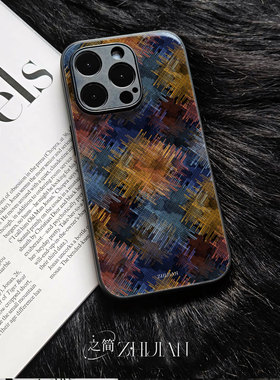 之简ZHIJIAN《格纹交织》玻璃亮面磨砂手机壳新款小众不撞壳适用苹果17promaxFINDX8至尊荣耀畅玩70PLUSMATE5