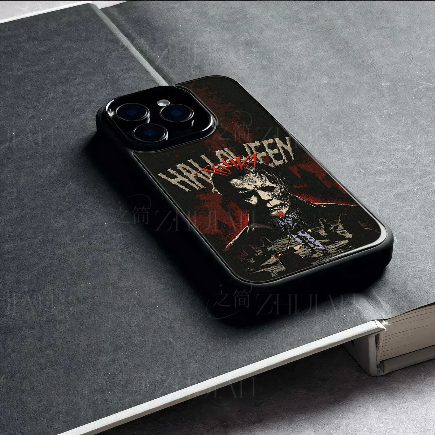 万圣节恐怖磁吸磨砂黑框电镀玻璃手机壳适用苹果iphone17promax华为MATE60PRO1加12OPPOFINDX8SNOVA10SE