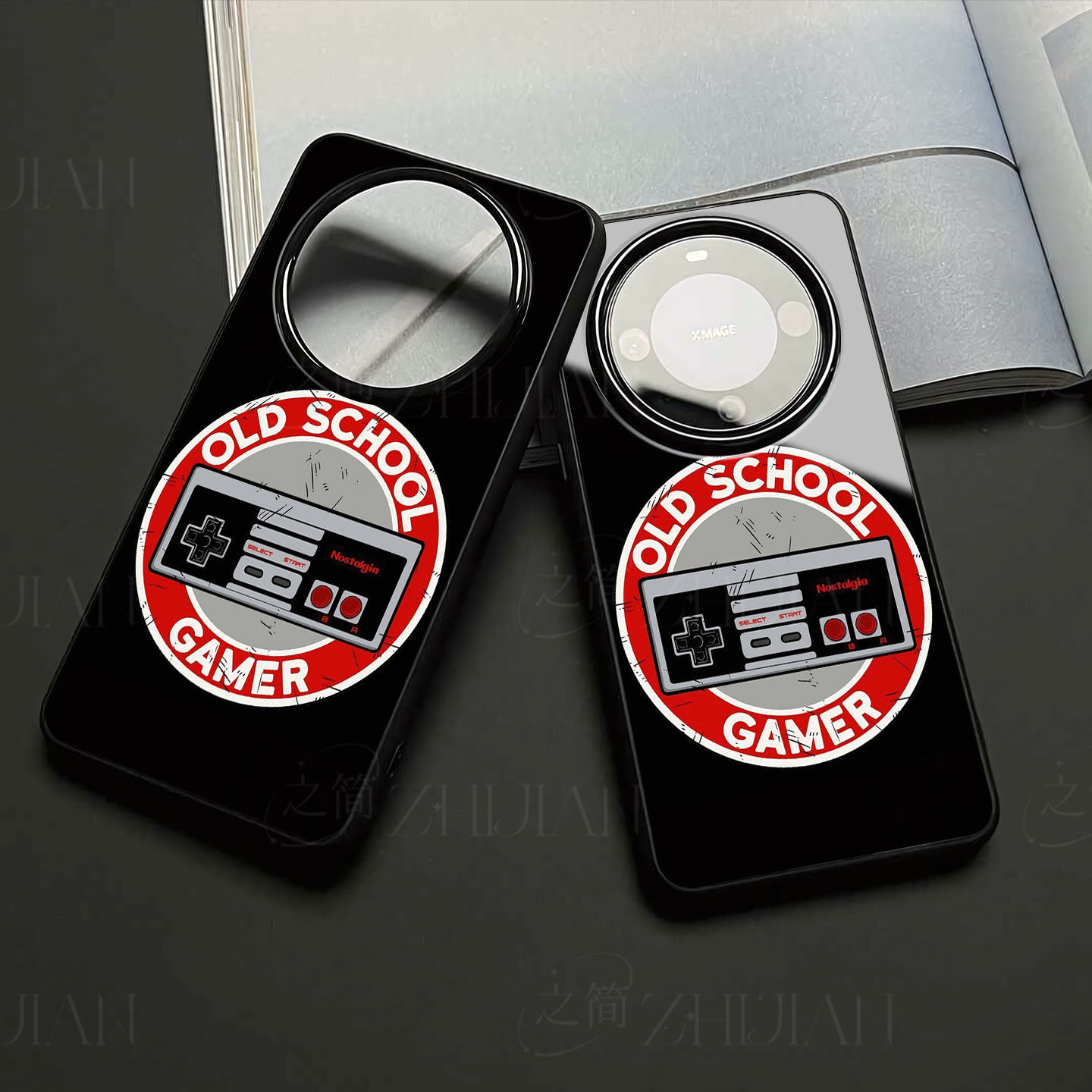 复古游戏手柄磁吸磨砂黑框电镀玻璃手机壳适用苹果iphone17promax华为荣耀X60GT1加ACE2PROIQOONEO11红米K60