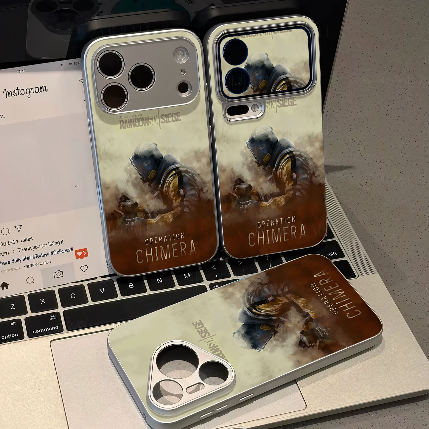 彩虹六号干员磁吸磨砂黑框电镀玻璃手机壳适用苹果iphone17promax华为OPPORENO15PRO荣耀MAGIC4PROVIVOS16ENO