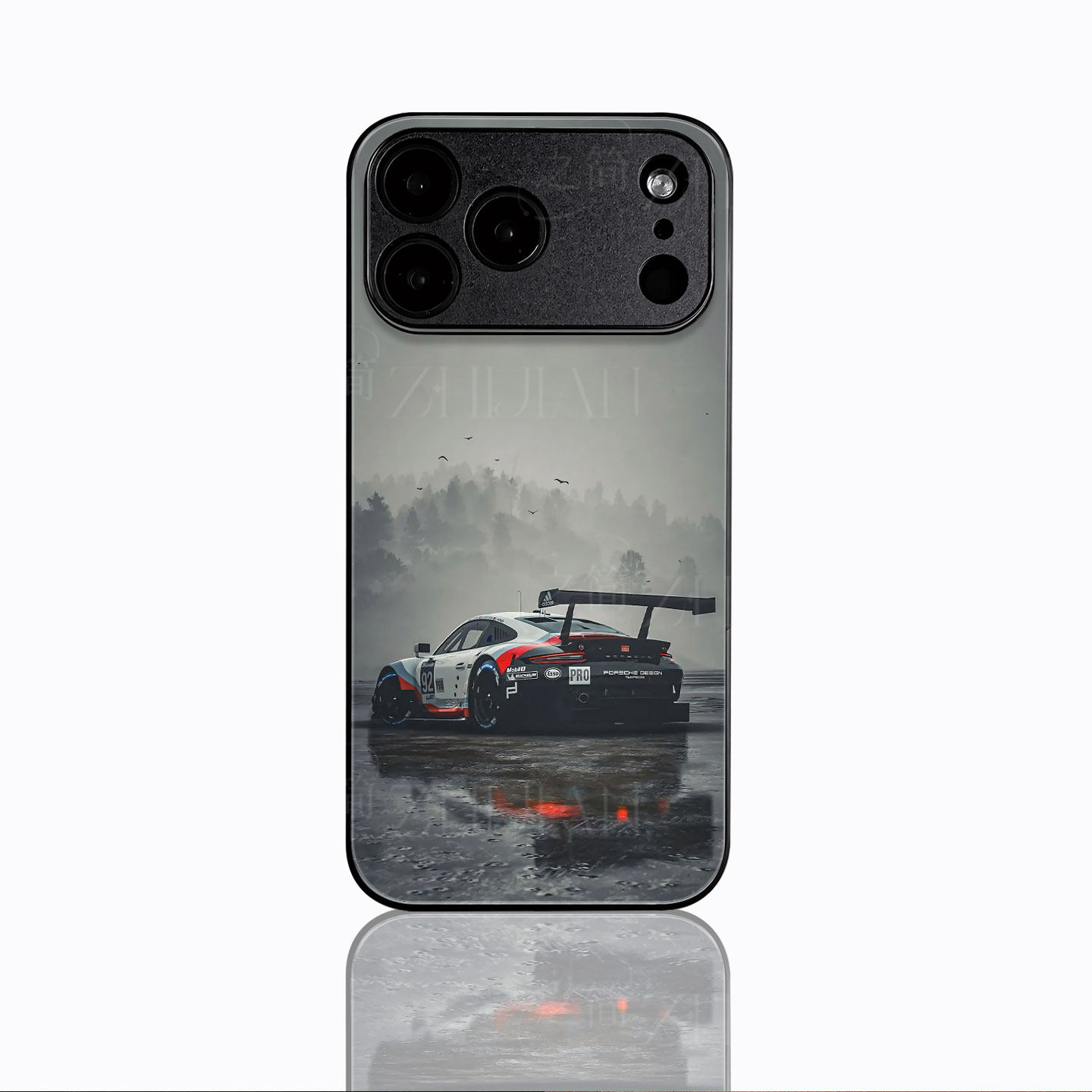 保时捷赛车磁吸磨砂黑框电镀玻璃手机壳适用苹果iphone17promax华为OPPOFINDX8SPLUS1加ACE5竞速版红米K90PRO