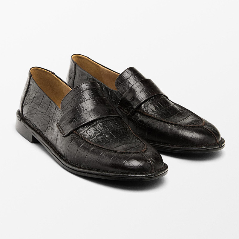 西班牙M.D原单女鞋真皮鳗鱼纹乐福鞋一脚蹬拼接压纹商务单鞋中性,女鞋,乐福鞋（豆豆鞋）,淘宝优惠券,粉丝福利购,淘宝优惠卷